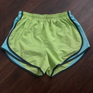 Nike Women's Neon Green and Aqua Athletic Shorts